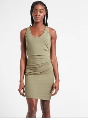 Athleta Olive Della Dress with Side Ruching Med